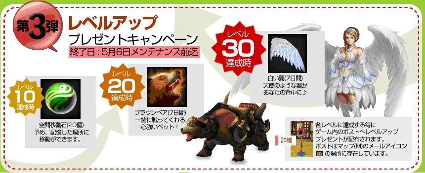 レベルアップでプレゼントキャンペーン