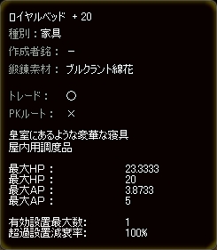 ロイヤルベッド 鍛錬後
