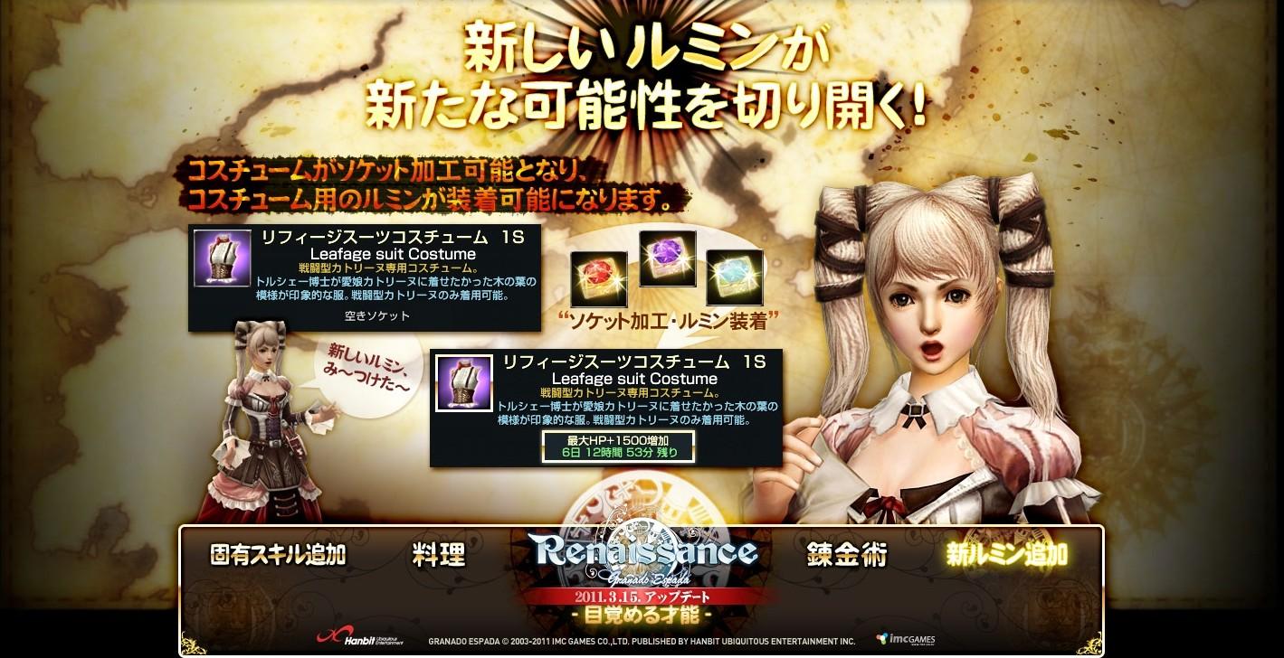コスチュームソケット、コスチューム専用期間制ルミン実装