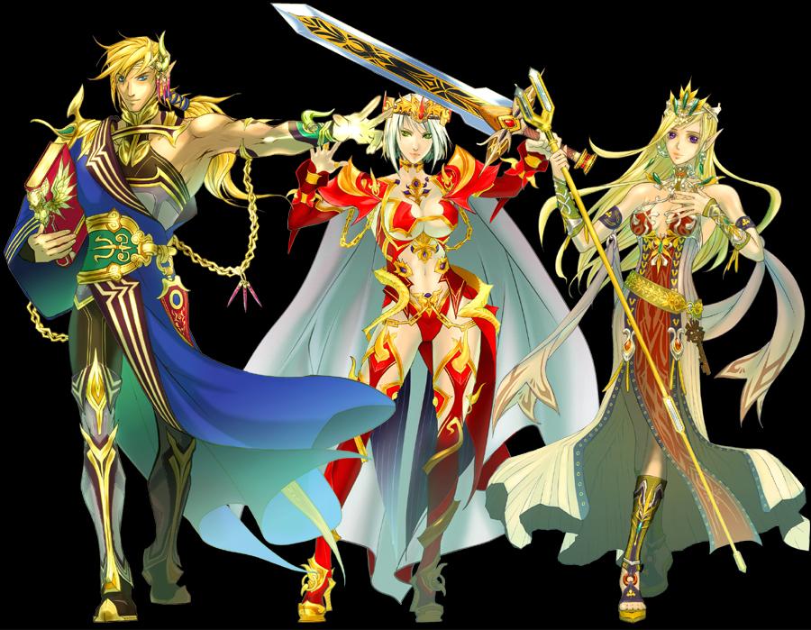 描き下ろしキャラクター「戦争の神・慈悲の女神・知恵の神」
