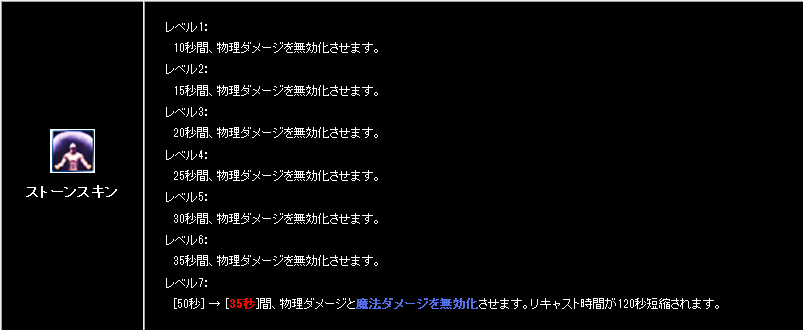 ストーンスキン 調整内容